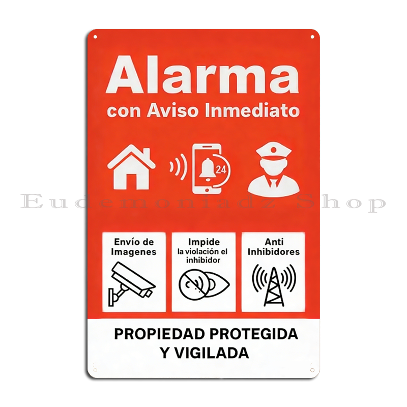 Home Security System - Retro 24h Alarm System Metal Sign