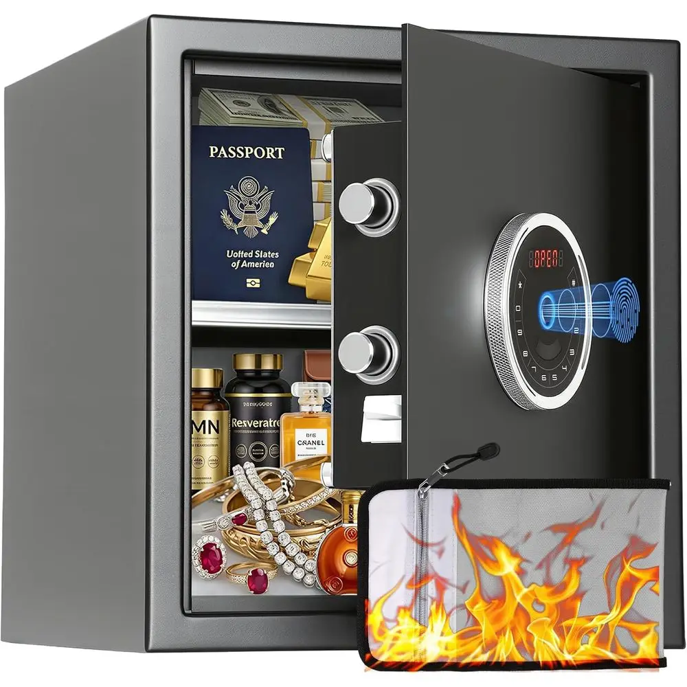 Home Security Keypad - 1.5 Auto-Open Biometric Safe with Touchscreen