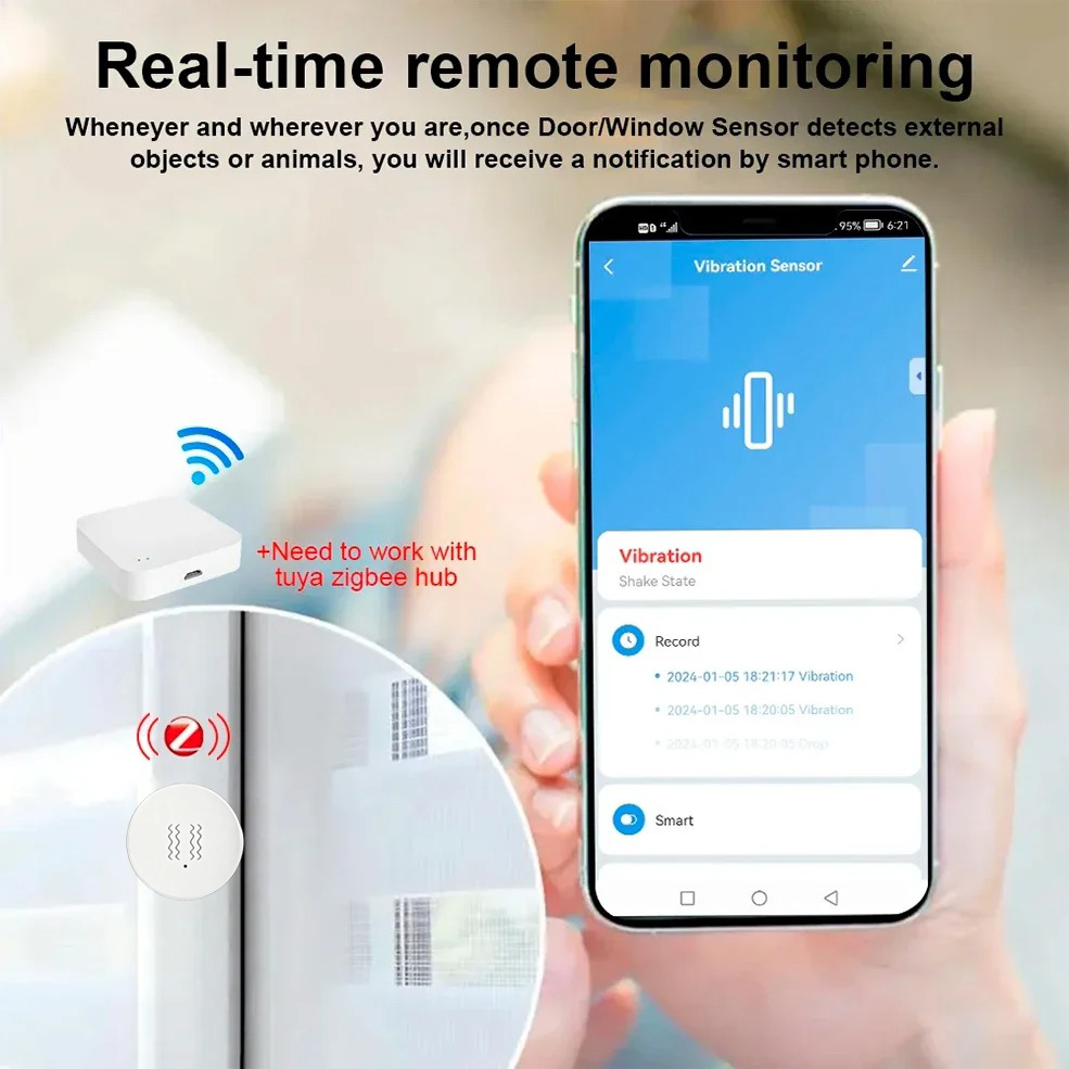 Tuya ZigBee Smart Vibration &  - огляд і ціна Home Security System